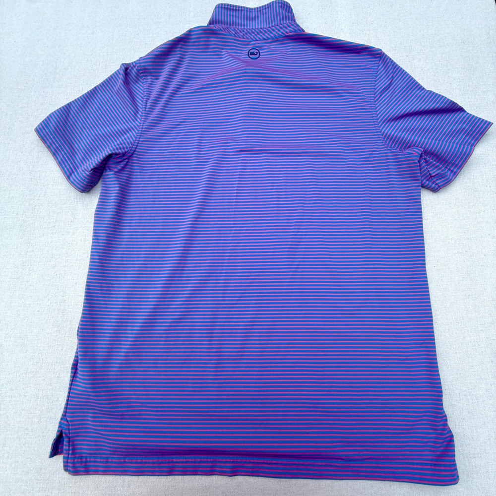 Vineyard Vines Performance Polo Shirt Mens Large Blue Pink Striped Short Sleeve - Picture 2 of 8